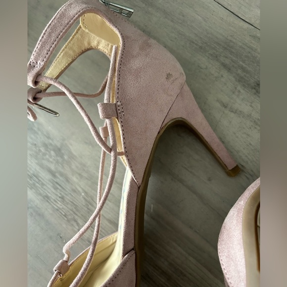Sam & Libby Blush Mauve Heels with Ankle Tie and Zip Back Size 7 - Picture 8 of 9
